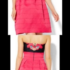 NY Co BANDAGE FIT AND FLARE DRESS, Pink Print